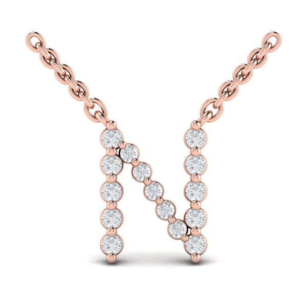 Diamond Alphabet Pendant Necklace, N
