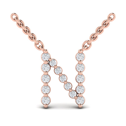 Diamond Alphabet Pendant Necklace, N