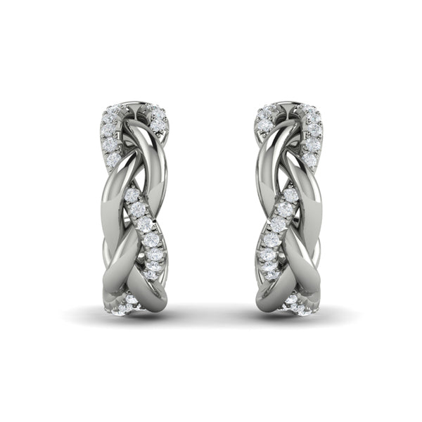 Alternating Diamond Twist Huggie Hoop Earrings