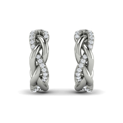 Alternating Diamond Twist Huggie Hoop Earrings