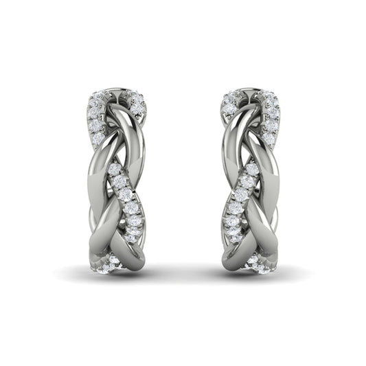 Alternating Diamond Twist Huggie Hoop Earrings