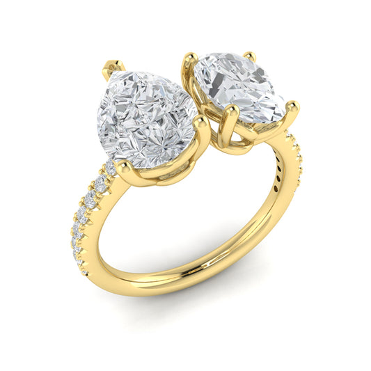 Duet Oval and Pear Two Stone Engagement Ring
