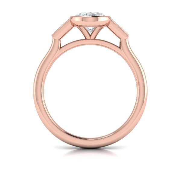 Modern Trio Oval Bezel Engagement Ring
