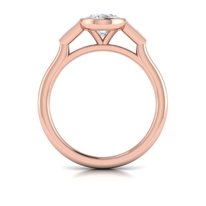 Modern Trio Oval Bezel Engagement Ring