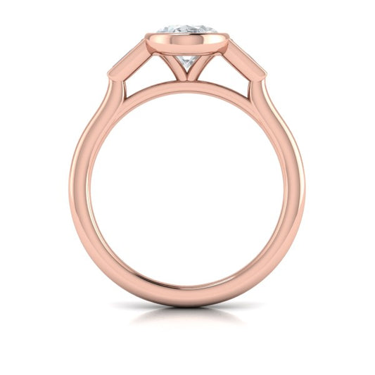 Modern Trio Oval Bezel Engagement Ring