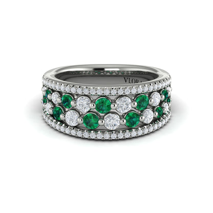 Diamond and Emerald Cluster Statement Ring