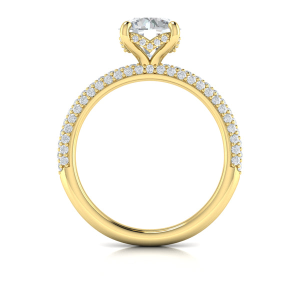 Shimmering Hidden Halo Engagement Ring with Micropave Band