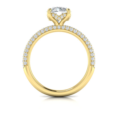 Shimmering Hidden Halo Engagement Ring with Micropave Band