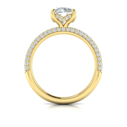 Shimmering Hidden Halo Engagement Ring with Micropave Band
