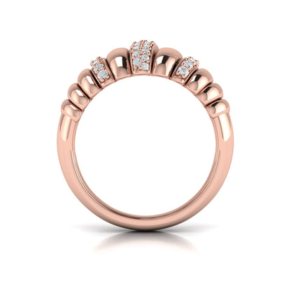 Sculpted Dome Triple Pavé Diamond Ring