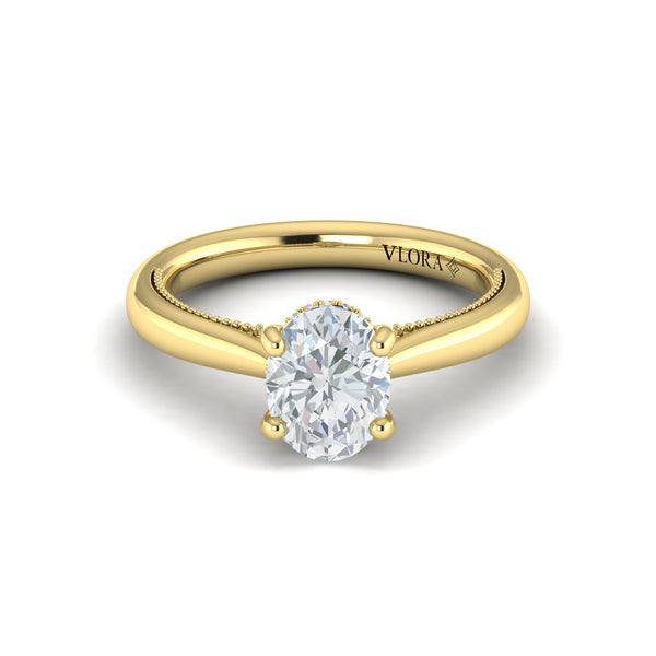 Modern Vintage Solitaire Engagement Ring with Hidden Halo