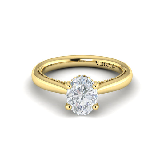 Modern Vintage Solitaire Engagement Ring with Hidden Halo