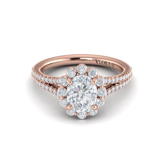 Corsage Halo Oval Engagement Ring