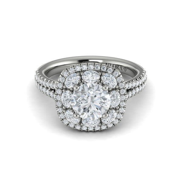Exquisite Double Halo Round Engagement Ring