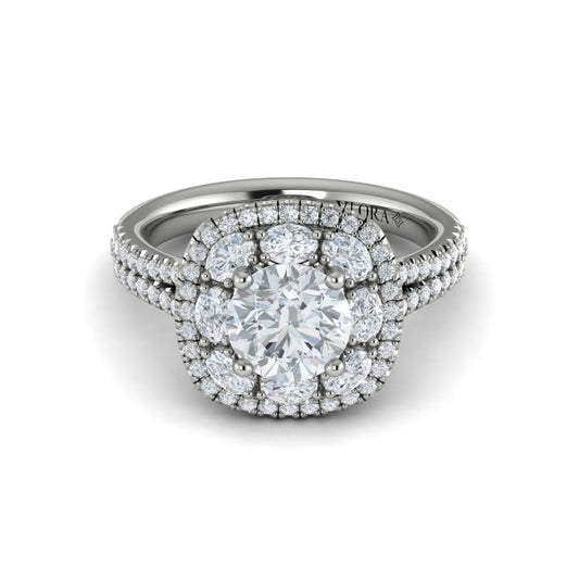 Exquisite Double Halo Round Engagement Ring