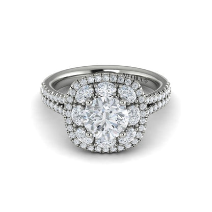 Exquisite Double Halo Round Engagement Ring