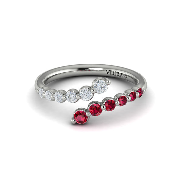 Diamond and Ruby Open Wrap Ring