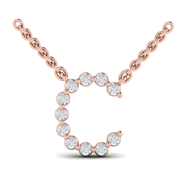 Diamond Alphabet Pendant Necklace, C