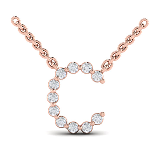 Diamond Alphabet Pendant Necklace, C