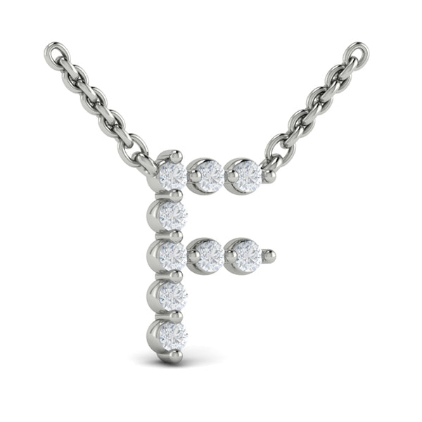 Diamond Alphabet Pendant Necklace, F