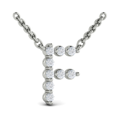 Diamond Alphabet Pendant Necklace, F