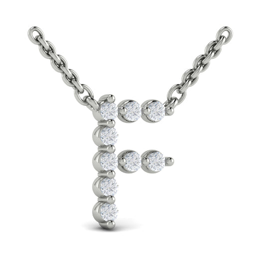 Diamond Alphabet Pendant Necklace, F