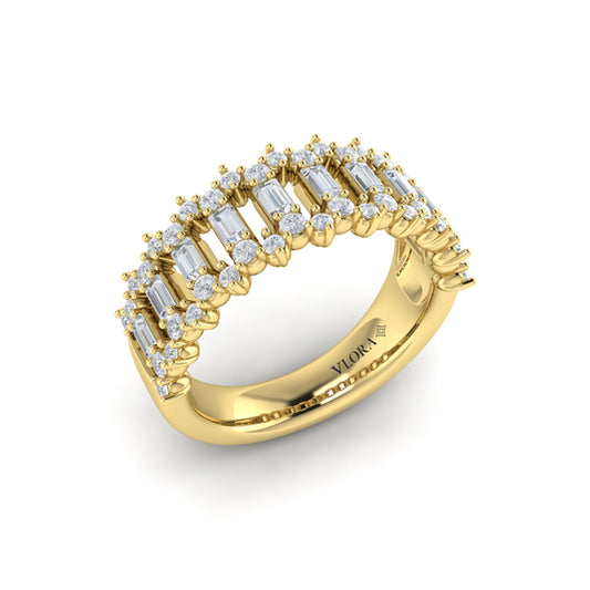 Diamond Baguette and Round Diamond Regal Ring