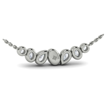 Bezel‑Set Pear, Oval and Round Shaped Diamond Curved Necklace