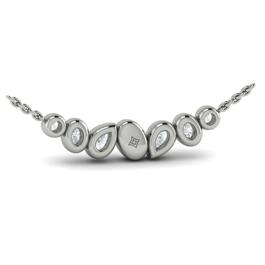 Bezel‑Set Pear, Oval and Round Shaped Diamond Curved Necklace