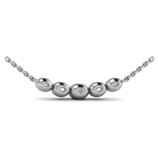 Bezel Set Diamond Curve Pendant Necklace