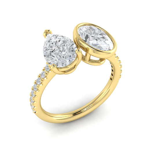 Duet Pear and Oval Two Stone Engagement Ring