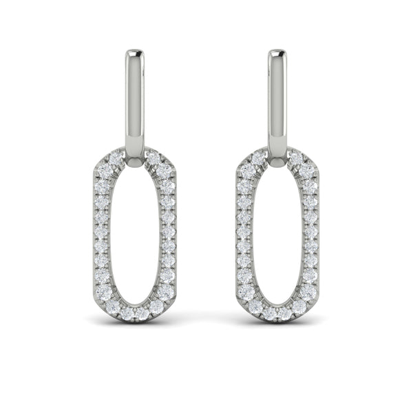 Diamond North South Open Oval Pendant Link Earrings