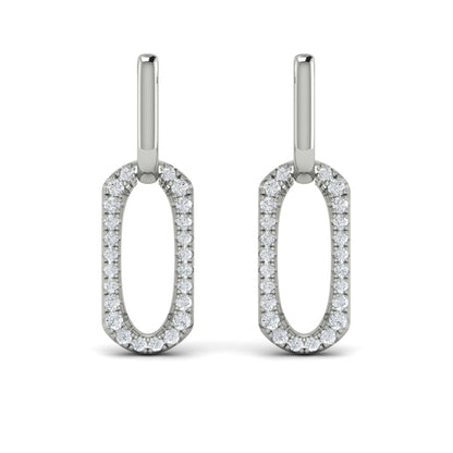 Diamond North South Open Oval Pendant Link Earrings