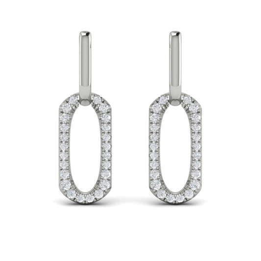 Diamond North South Open Oval Pendant Link Earrings