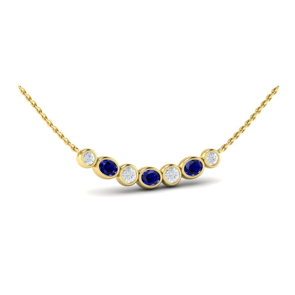 Diamond and Sapphire Rounded Bezel Pendant