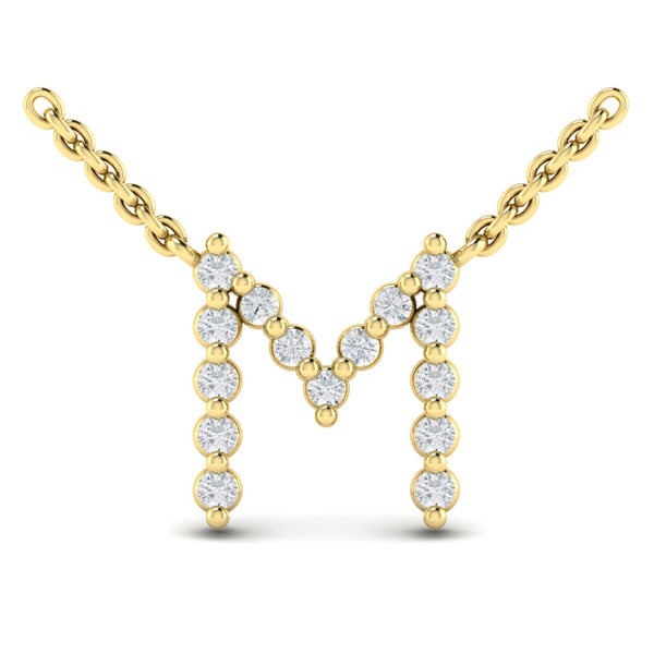 Diamond Alphabet Pendant Necklace, M