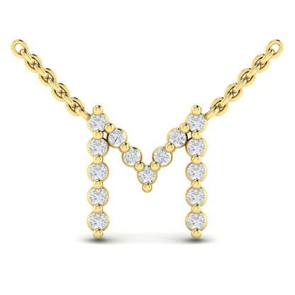 Diamond Alphabet Pendant Necklace, M