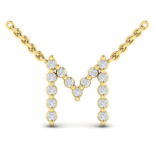 Diamond Alphabet Pendant Necklace, M