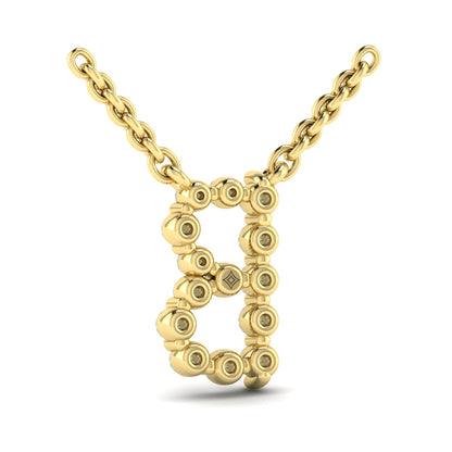 Diamond Alphabet Pendant Necklace, B
