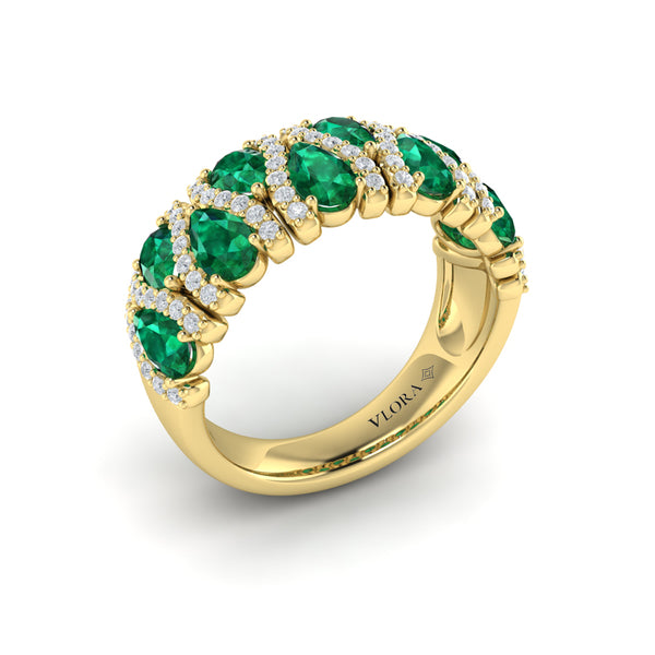 Multi Diamond and Emerald Statement Ring