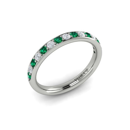 Delicate Emerald and Diamond Stackable Band
