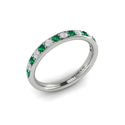 Delicate Emerald and Diamond Stackable Band