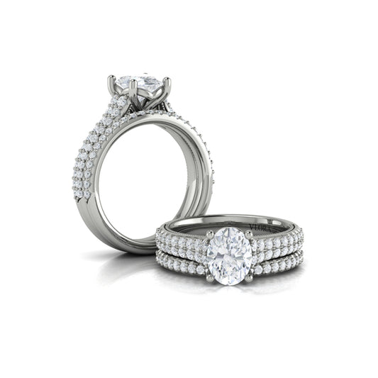 Oval Straight Row Engagement Ring in Platinum by Vlora Bridal