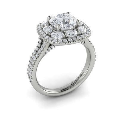 Exquisite Double Halo Round Engagement Ring