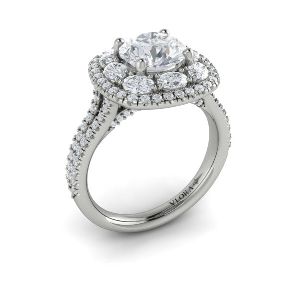 Exquisite Double Halo Round Engagement Ring