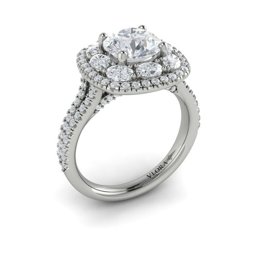Exquisite Double Halo Round Engagement Ring