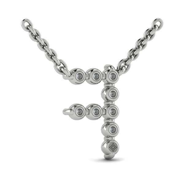Diamond Alphabet Pendant Necklace, F