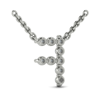 Diamond Alphabet Pendant Necklace, F