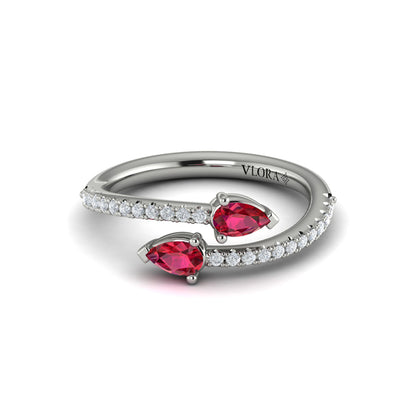 Diamond and Pear Ruby Wrap Ring