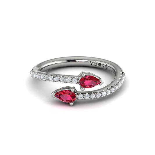 Diamond and Pear Ruby Wrap Ring